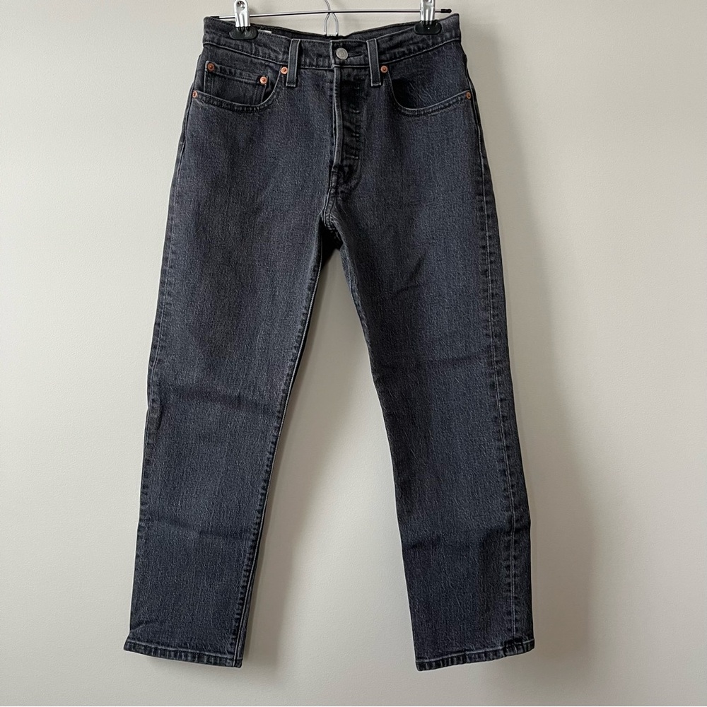 Levi's 501 Cropped Black Straight Leg Women's Jeans